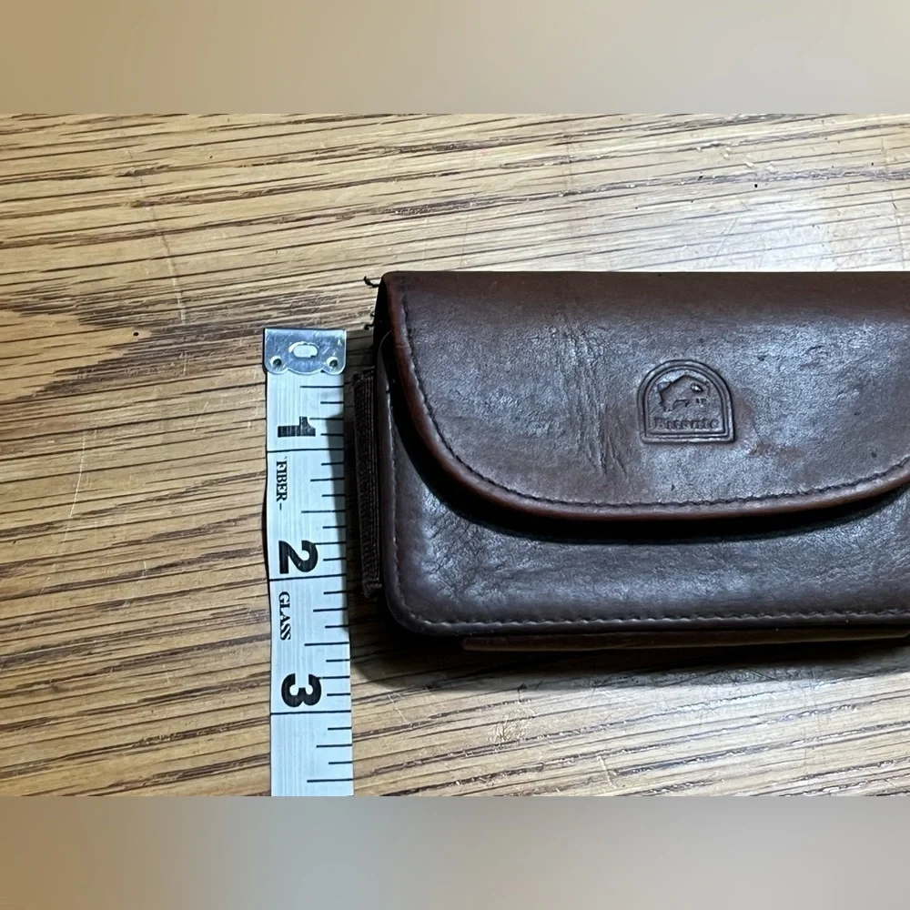 Vintage Il Bisonte Brown Leather Belt Wallet Snap Closure
